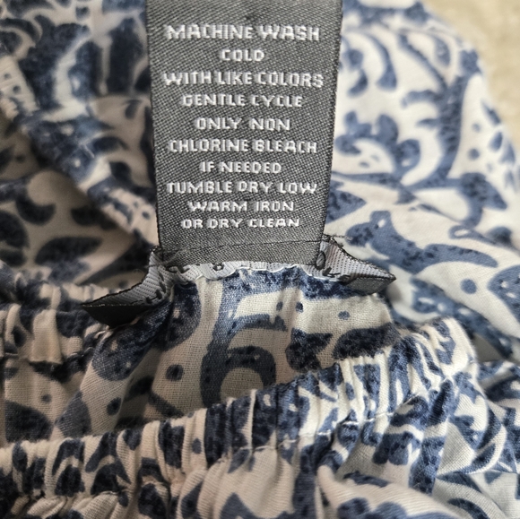 Blue Floral Peasant Maxi Sundress Dress by Chelsea & Theodore.  Size M - Picture 5 of 5